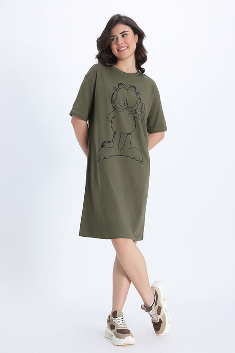 Zivame Knit Cotton Loungewear Dress - Grape Leaf — image 2
